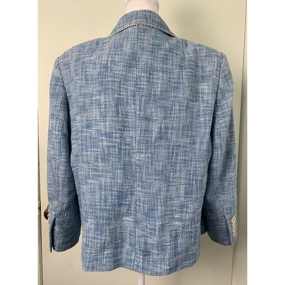 Roberto Quaglia Women’s Tweed Blazer Blue Size 46 - Picture 6 of 13